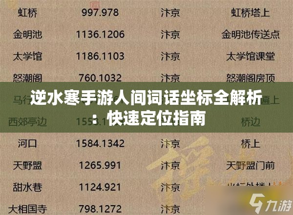 逆水寒手游人间词话坐标全解析：快速定位指南