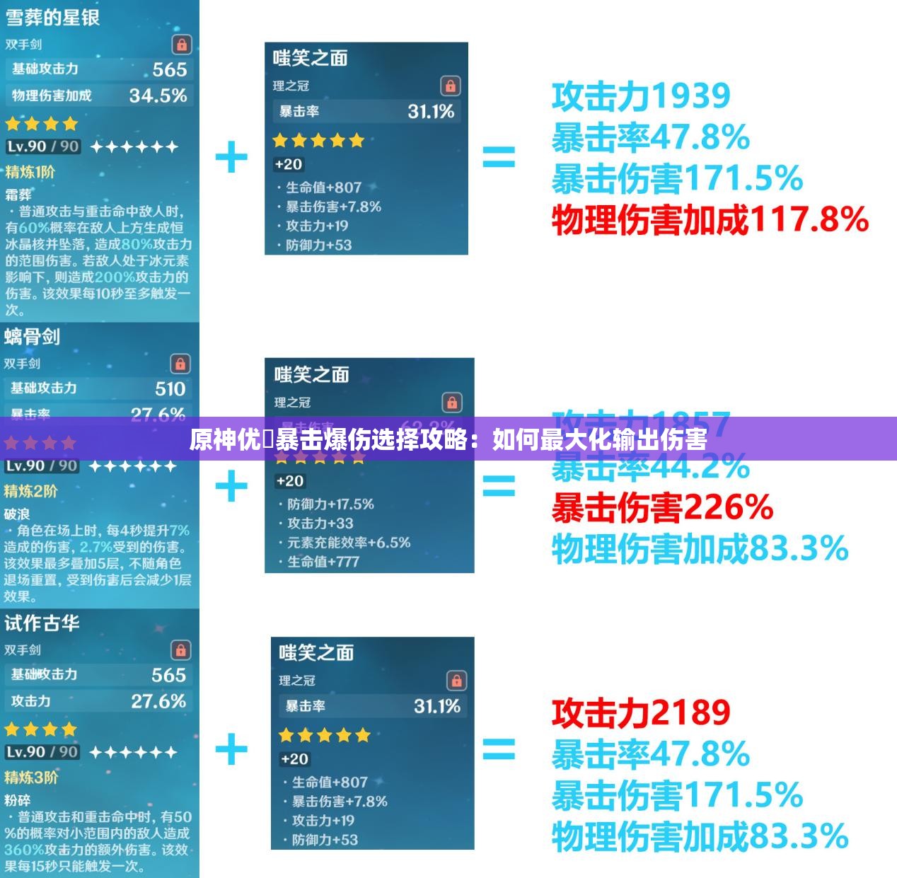 原神优菈暴击爆伤选择攻略：如何最大化输出伤害