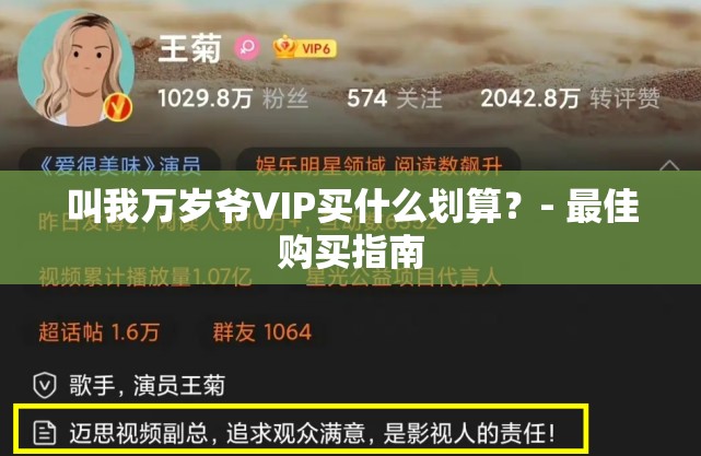 叫我万岁爷VIP买什么划算？- 最佳购买指南